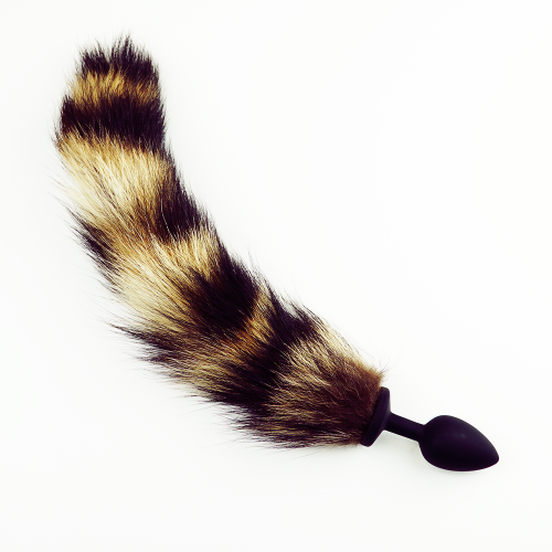 Анальная пробка с черно-бежевым хвостиком, 7смХ2,7см photo 1