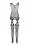 Бодистокинг с плетением на груди Passion BS099 One Size, white, открытый доступ, имитация подвязок photo 4