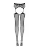 Сетчатые чулки-стокинги с узором на ягодицах Obsessive Garter stockings S232 S/M/L, черные, имитация photo 4