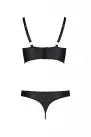 Комплект из экокожи Passion Malwia Bikini 6XL/7XL black, с люверсами и ремешками, бра, трусики photo 4