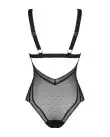 Кружевное боди с декольте Obsessive Estiqua teddy M/L, черное, широкие лямки photo 4