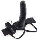 Страпон полый VIBRATING HOLLOW STRAP-ON BLACK photo 2