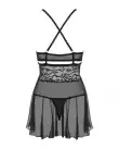 Эротический кружевной комплект с сеточкой Obsessive 838-BAB-1 babydoll & thong black S/M, черный photo 4